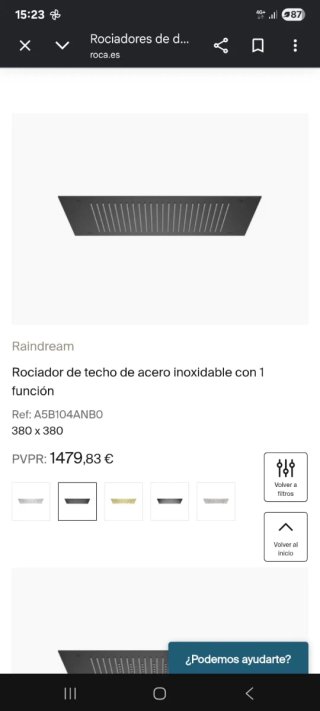 Rociador de techo Roca Raindream 1 función