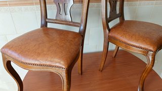 Juego de 2 Sillas Comedor Madera y Piel