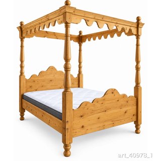 Cama de Matrimonio con Dosel de Madera