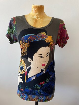 Camiseta Desigual Larga Estampada Geisha