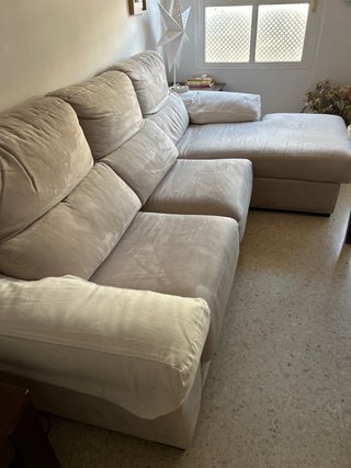 Sofá modular beige de tela