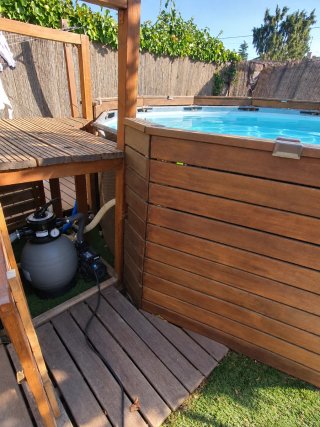 Piscina Desmontable con Revestimiento de Madera
