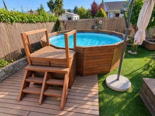 Piscina Desmontable con Revestimiento de Madera
