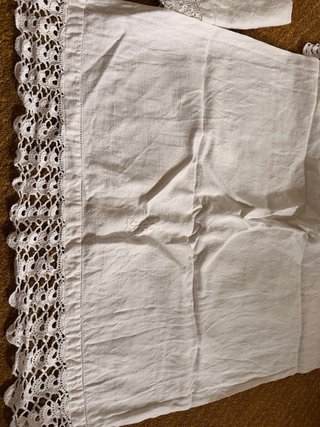 Set 2 teli lino ricamo pizzo