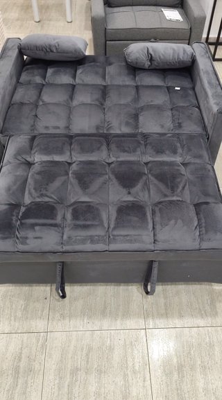 Sofá Cama Gris 130cm 2 Plazas + 2 Cojines