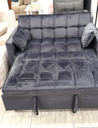 Sofá Cama Gris 130cm 2 Plazas + 2 Cojines