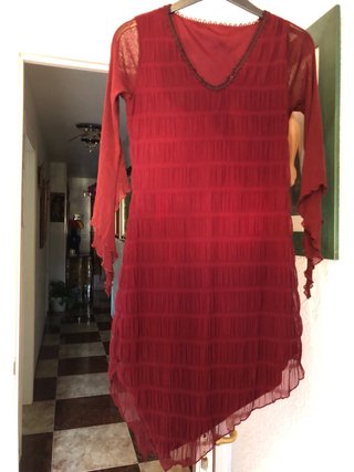 Conjunto blusa y falda gasa tul burdeos