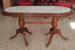 Mesa centro mármol y madera