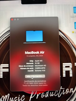 MacBook Air M3 2024 16GB RAM 250GB