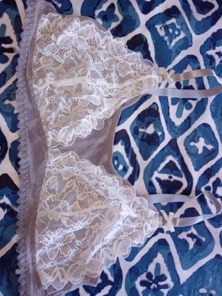 Reggiseno pizzo grigio e bianco taglia 4XL nuovo