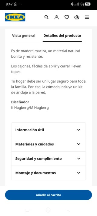 Cómoda 3 cajones Ikea Hemnes Blanca