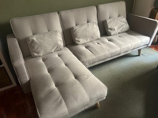 Sofá Cama Gris de Tela