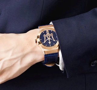 Reloj de lujo Maserati Dorado y azul