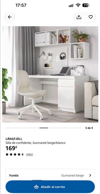 Silla de oficina Ikea gris y blanca