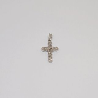 Colgante Cruz Oro Blanco 18k con 11 Brillantes