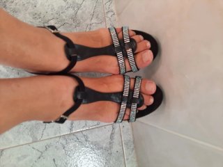 Sandalias fiesta negras con brillantes T.40