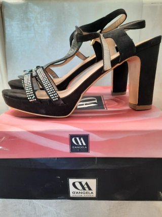 Sandalias fiesta negras con brillantes T.40