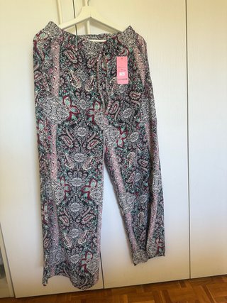 Pantalón ancho estampado multicolor talla única