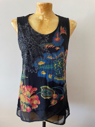 Top Desigual Negro Multicolor Estampado