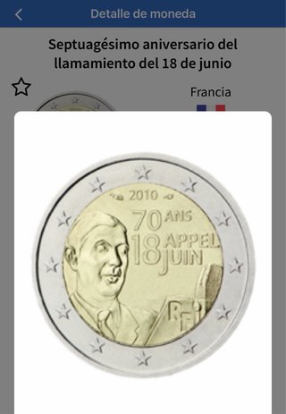 Moneda 2€ Francia 2010 - 70 Años 18 Junio