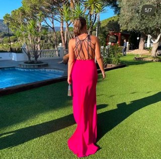 Vestido largo de fiesta Pronovias fucsia