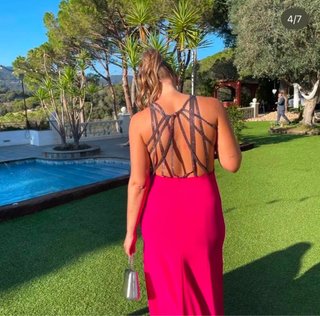 Vestido largo de fiesta Pronovias fucsia
