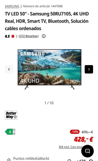 TV Samsung 50 4K UHD 50RU7105