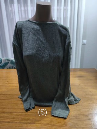 (S)Jersey de punto fino acanalado gris /