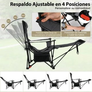 Silla de Camping Reclinable con Reposapiés