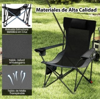 Silla de Camping Reclinable con Reposapiés