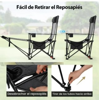 Silla de Camping Reclinable con Reposapiés