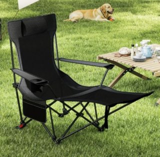 Silla de Camping Reclinable con Reposapiés