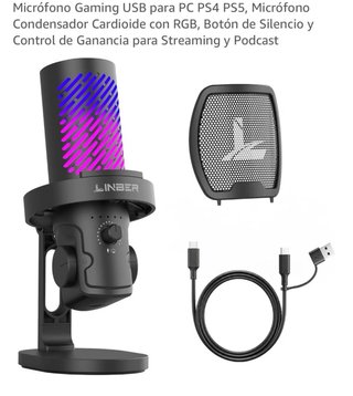Micrófono Gaming USB Linber con RGB