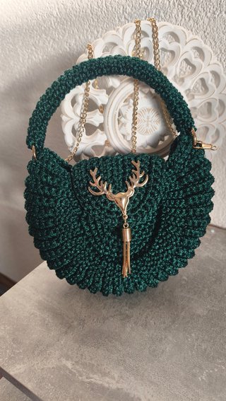 Bolso de mano artesanal verde