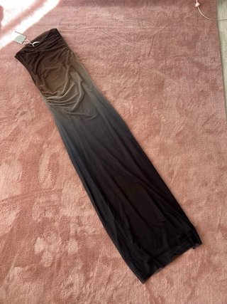 Vestido largo degradado marrón y gris