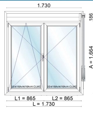 Ventana de PVC Kömmerling con Persiana, corredera.