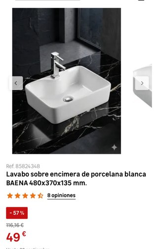 Lavabo sobre encimera de porcelana blanca BAENA