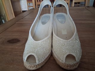 Sandalias Esparto Blancas Brillantes