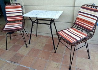 Conjunto mesa y sillas ratán de jardín de 1930