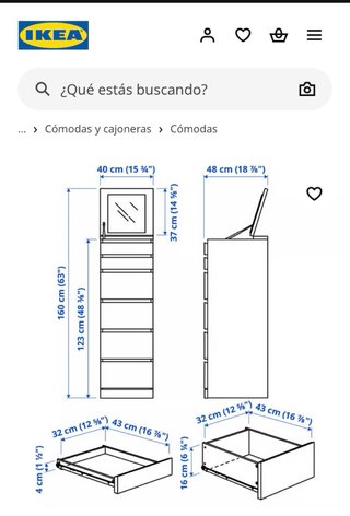 Cómoda IKEA MALM Blanca 6 cajones