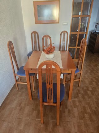 Mesa Comedor Plegable 90x90 + 6 Sillas
