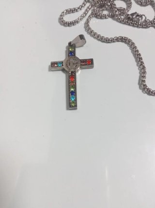 Colgante Cruz con Circonita de Colores