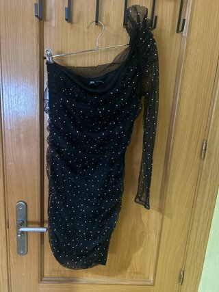 Vestido Fiesta Zara Negro con Brillos