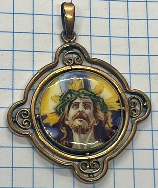 Medalla Antigua Esmalte Pintada a Mano