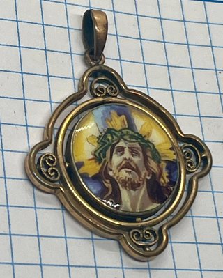 Medalla Antigua Esmalte Pintada a Mano
