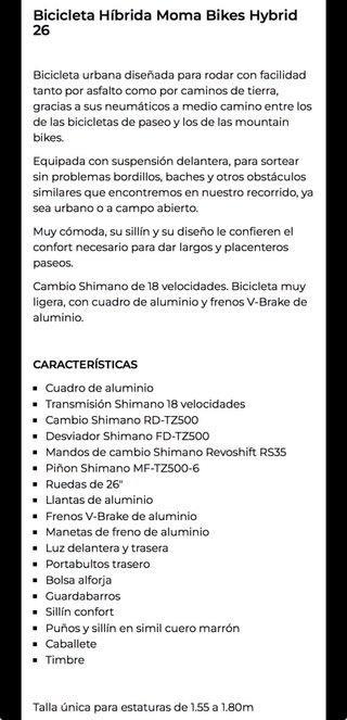 Bicicleta Híbrida Moma Bikes Hybrid 26