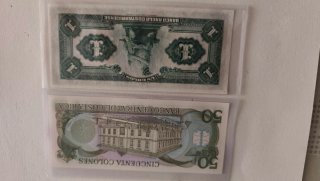 2 Billetes Costa Rica 50 Colones 1991 un colon1917