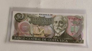 2 Billetes Costa Rica 50 Colones 1991 un colon1917
