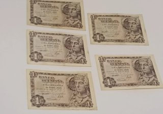 5 Billetes 1 Peseta Banco de España 1948