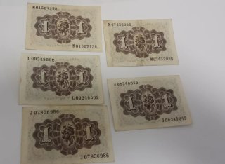 5 Billetes 1 Peseta Banco de España 1948